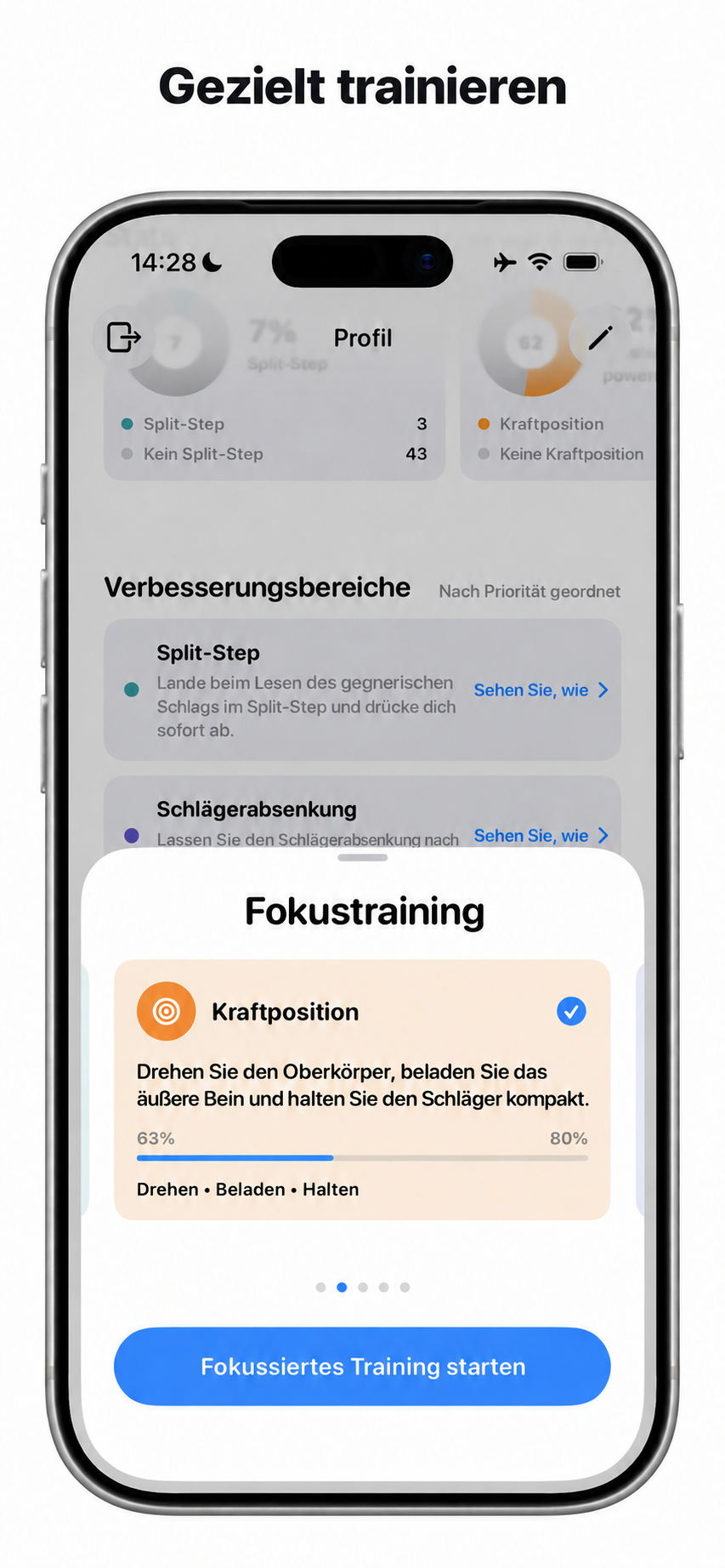 Wähle eine Technik als Trainingsschwerpunkt