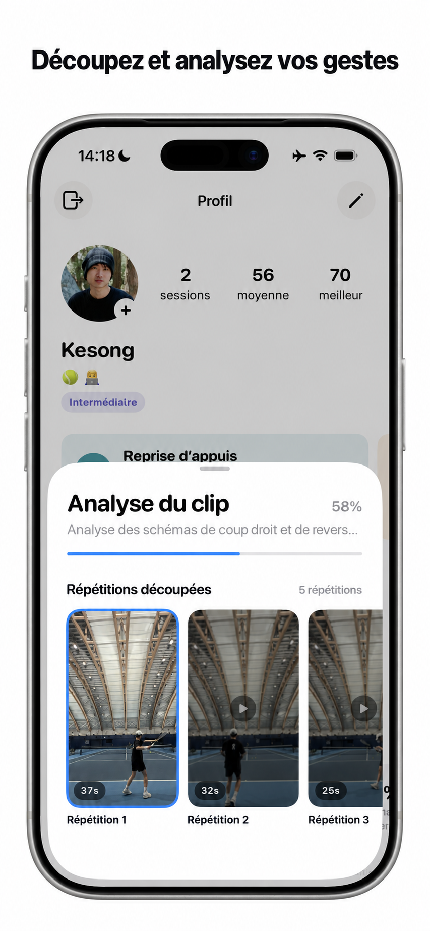 Découpez et analysez vos vidéos d’entraînement.