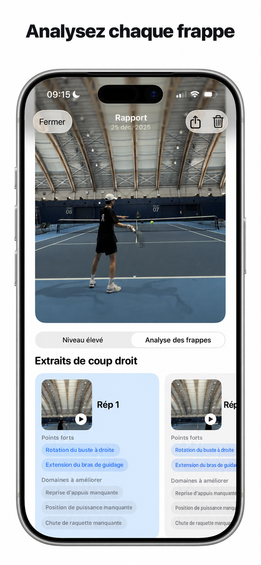 Vidéos de coups droits avec analyse technique