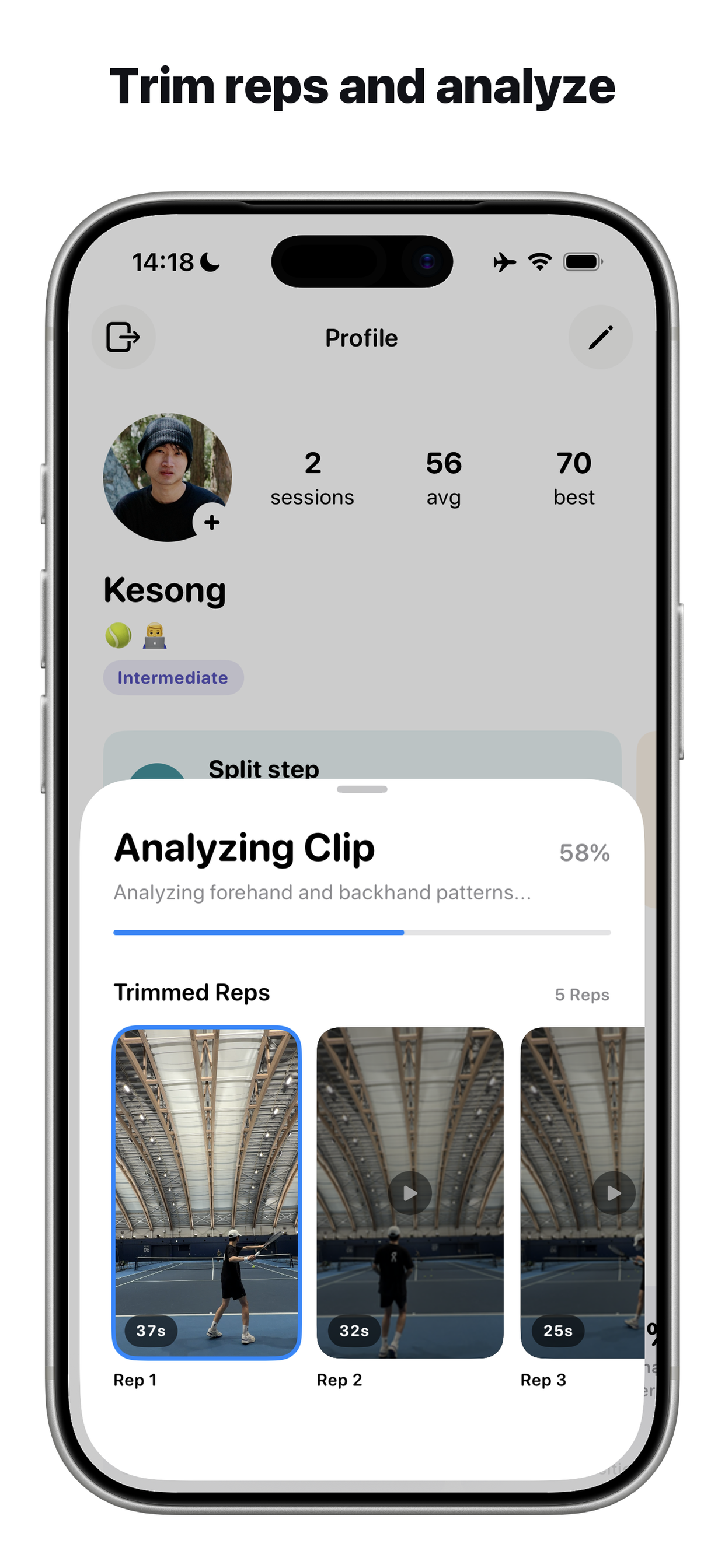 Trim and analyze your practice clips.