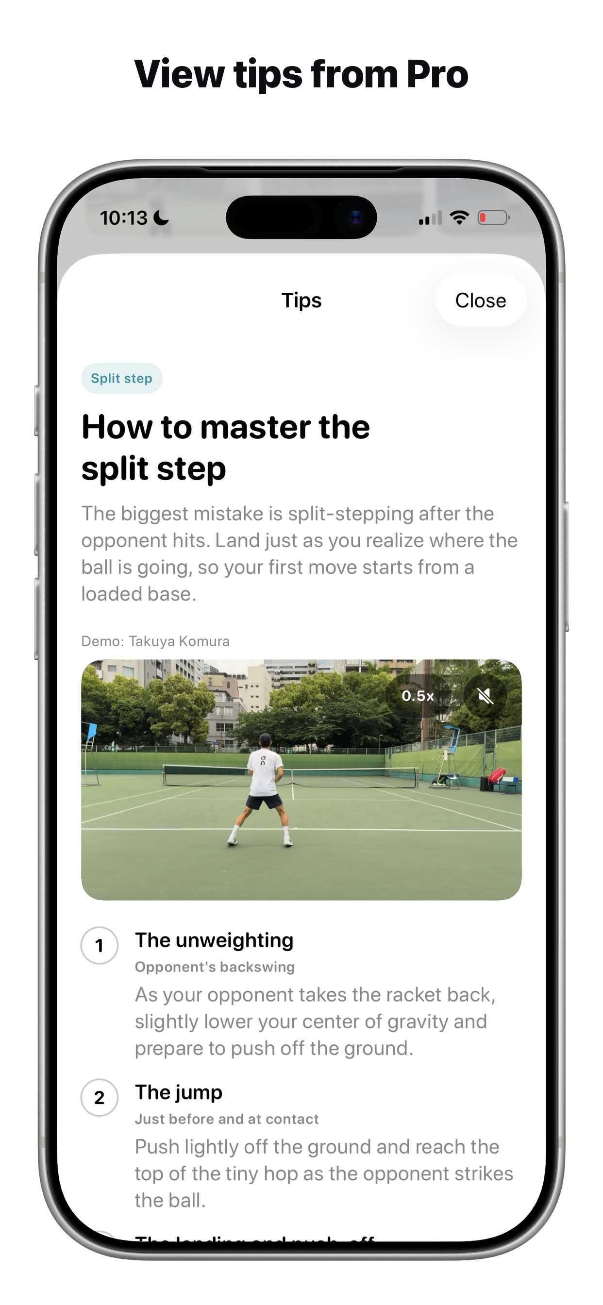 Cue split-step tips with an on-court demo by Takuya Komura